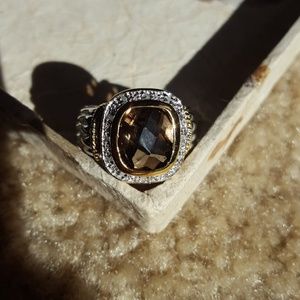 Smokey Quartz and Diamond Ring sz 7